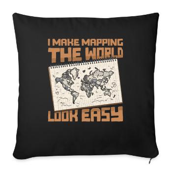 Cartographe - Housse de coussin décorative 45 x 45 cm - noir - Devant