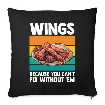 Des ailes parce que vous ne pouvez pas voler sans elles - Housse de coussin décorative 45 x 45 cm - noir - Devant