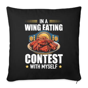 In A Wing Eating Contest With Myself - Sofa pillowcase 17,3'' x 17,3'' (45 x 45 cm) - black - Front