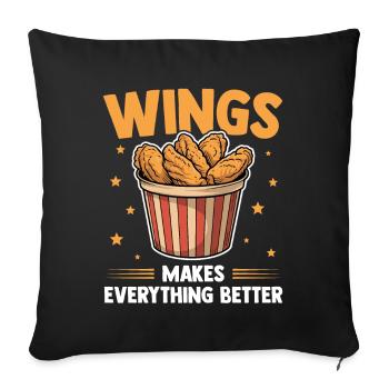 Chicken Wings Lustig Frittiertes Hühnchen Geschenk - Sofakissenbezug 45 x 45 cm - Schwarz - Vorne