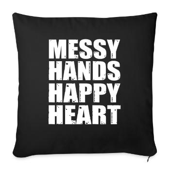 Messy Hands Happy Heart Chicken Wings Gift - Sofa pillowcase 17,3'' x 17,3'' (45 x 45 cm) - black - Front