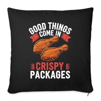 Ailes de poulet Les bonnes choses viennent dans des emballages croustillants - Housse de coussin décorative 45 x 45 cm - noir - Devant