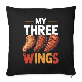 My Three Wings Hühnerflügel Gegrillt Frittiert - Sofakissenbezug 45 x 45 cm - Schwarz - Vorne