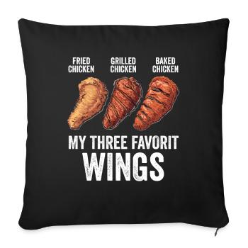 Chicken Wings Lustig Frittiert Gegrillt Gebacken - Sofakissenbezug 45 x 45 cm - Schwarz - Vorne