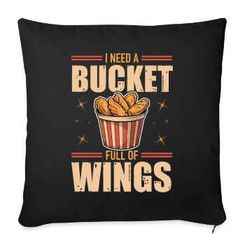 Hühnerflügel - Seau de poulet plein d’ailes - Housse de coussin décorative 45 x 45 cm - noir - Devant