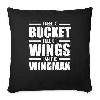 Bucket Wings Wingman Junkfood Buffalo Wings Liebe - Sofakissenbezug 45 x 45 cm - Schwarz - Vorne