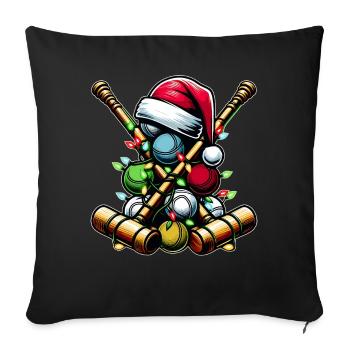 Krocketball Haufen Weihnachtsmütze Xmas - Sofakissenbezug 45 x 45 cm - Schwarz - Vorne