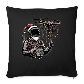 Pilote de drone quadricoptère RC chapeau de Noël Noël - Housse de coussin décorative 45 x 45 cm - noir - Devant