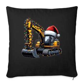 Excavator Operator Construction HEO Christmas Hat - Sofa pillowcase 17,3'' x 17,3'' (45 x 45 cm) - black - Front