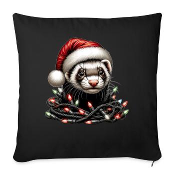 Ferret Christmas Hat Xmas - Sofa pillowcase 17,3'' x 17,3'' (45 x 45 cm) - black - Front