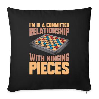 Board Game Checkers - Sofa pillowcase 17,3'' x 17,3'' (45 x 45 cm) - black - Front