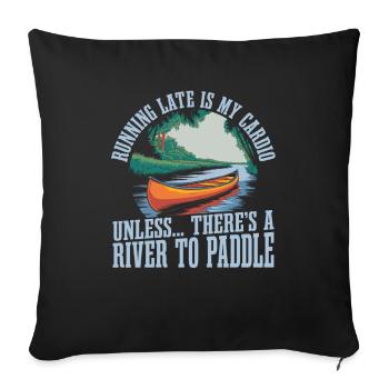 Canot canoë canoë - Housse de coussin décorative 45 x 45 cm - noir - Devant