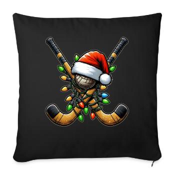 Feldhockeyspieler Team Weihnachtsmütze Xmas - Sofakissenbezug 45 x 45 cm - Schwarz - Vorne