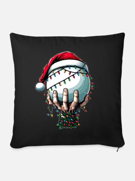 Faustball Sport Weihnachtsmütze Xmas - Sofakissenbezug 45 x 45 cm - Schwarz