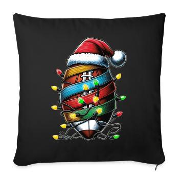 Flag Football Coach Team Santa Hat Xmas - Sofa pillowcase 17,3'' x 17,3'' (45 x 45 cm) - black - Front