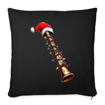 Instrument de flûte Chapeau de Noël Noël - Housse de coussin décorative 45 x 45 cm - noir - Devant