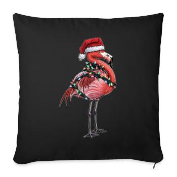 Cute Pink Flamingo Santa Hat Xmas - Sofa pillowcase 17,3'' x 17,3'' (45 x 45 cm) - black - Front