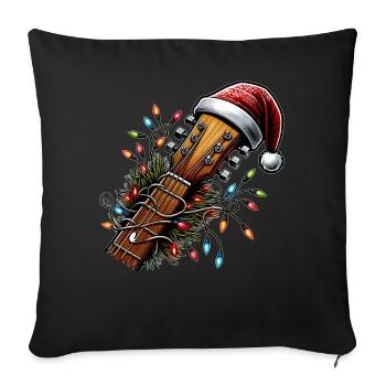Guitariste Guitariste Père Noël - Housse de coussin décorative 45 x 45 cm - noir - Devant