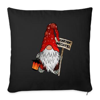 Nain de jardin – Noël Gnome - Housse de coussin décorative 45 x 45 cm - noir - Devant