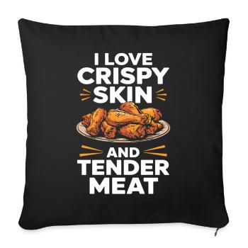 Ailes de poulet Lover Peau croustillante Viande tendre - Housse de coussin décorative 45 x 45 cm - noir - Devant