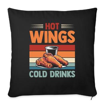 Ailes de poulet rétro Ailes chaudes Boissons froides - Housse de coussin décorative 45 x 45 cm - noir - Devant