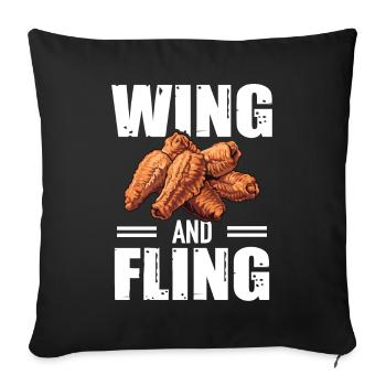 Chicken Wings Liebhaber Wing And Fling - Sofakissenbezug 45 x 45 cm - Schwarz - Vorne