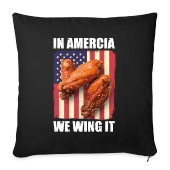 Chicken Wings USA Flag - In America We Wing It - Sofa pillowcase 17,3'' x 17,3'' (45 x 45 cm) - black - Front