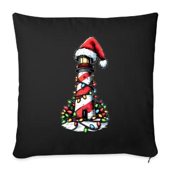 Phare Chapeau de Noël Noël - Housse de coussin décorative 45 x 45 cm - noir - Devant