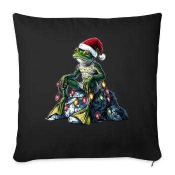 Frog sitting on rocks cottagecore goblincore - Sofa pillowcase 17,3'' x 17,3'' (45 x 45 cm) - black - Front