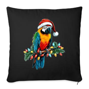 Macaw Parrot Christmas Hat Xmas - Sofa pillowcase 17,3'' x 17,3'' (45 x 45 cm) - black - Front