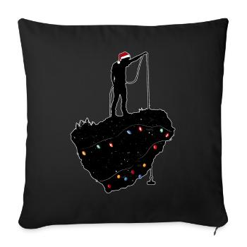 Aimant de pêche Pêcheur Pêcheur Chapeau de Noël Noël - Housse de coussin décorative 45 x 45 cm - noir - Devant