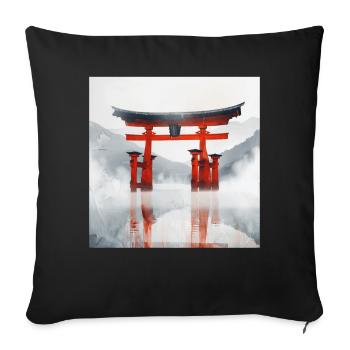 Japon - Housse de coussin décorative 45 x 45 cm - noir - Devant