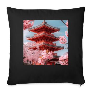 Japon - Housse de coussin décorative 45 x 45 cm - noir - Devant