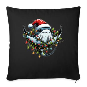 Manta Rochen Stachelrochen Weihnachtsmütze Xmas - Sofakissenbezug 45 x 45 cm - Schwarz - Vorne
