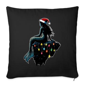 Mermaid Christmas Hat Xmas - Sofa pillowcase 17,3'' x 17,3'' (45 x 45 cm) - black - Front