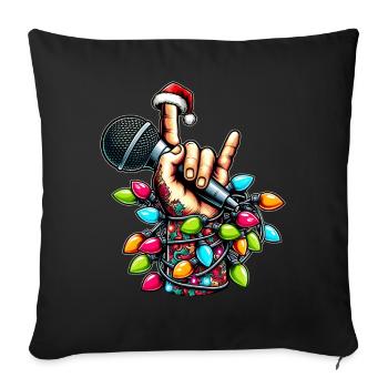 Chanteuse Chanteuse Microphone Musicien Chapeau de Noël - Housse de coussin décorative 45 x 45 cm - noir - Devant