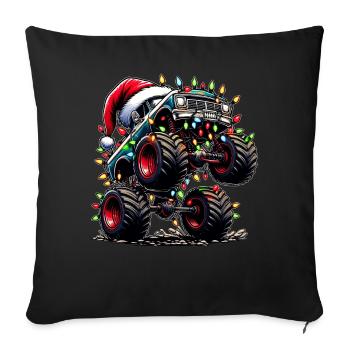 Monster Truck Santa Hat Xmas - Sofa pillowcase 17,3'' x 17,3'' (45 x 45 cm) - black - Front