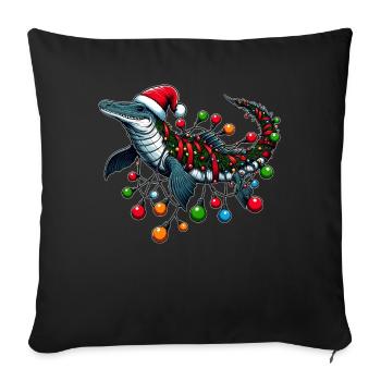 Mosasaurus Dinosaur Santa Hat Xmas - Sofa pillowcase 17,3'' x 17,3'' (45 x 45 cm) - black - Front