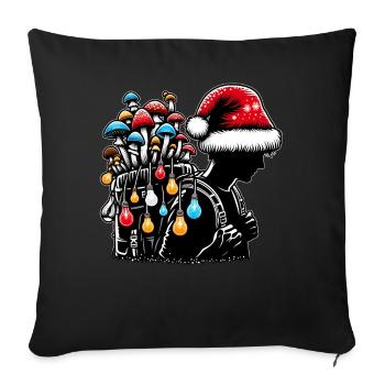 Chasseur de champignons Chasse aux champignons Chapeau de Père Noël - Housse de coussin décorative 45 x 45 cm - noir - Devant