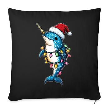 Cute Narwhal Christmas Hat Xmas - Sofa pillowcase 17,3'' x 17,3'' (45 x 45 cm) - black - Front