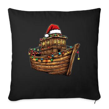 Noahs Arche Weihnachtsmütze Xmas - Sofakissenbezug 45 x 45 cm - Schwarz - Vorne