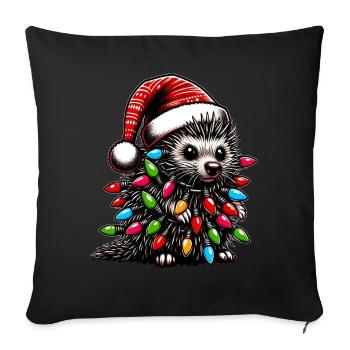 Stachelschwein Demokraten Weihnachtsmütze Xmas - Sofakissenbezug 45 x 45 cm - Schwarz - Vorne