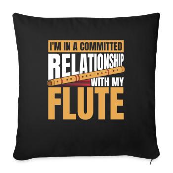 Flute player - Sofa pillowcase 17,3'' x 17,3'' (45 x 45 cm) - black - Front