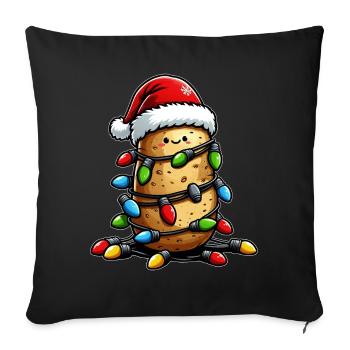 Cute Kawaii Potato Santa Hat Xmas - Sofa pillowcase 17,3'' x 17,3'' (45 x 45 cm) - black - Front