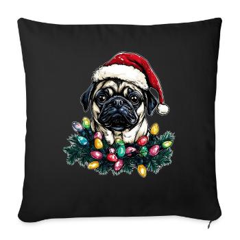 Cute Pug Santa Hat Xmas - Sofa pillowcase 17,3'' x 17,3'' (45 x 45 cm) - black - Front