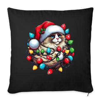 Ragdoll Chat Chapeau de Noël Noël - Housse de coussin décorative 45 x 45 cm - noir - Devant