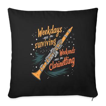 Clarinette, clarinettiste - Housse de coussin décorative 45 x 45 cm - noir - Devant