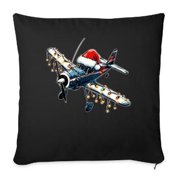 Avion RC modèle avion pilote chapeau de Noël Noël - Housse de coussin décorative 45 x 45 cm - noir - Devant