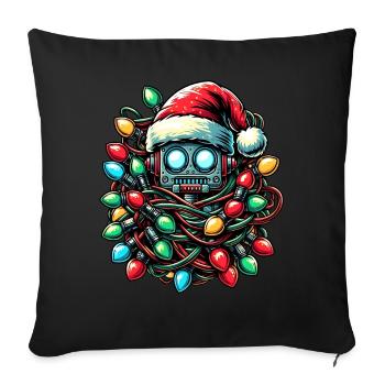Robot Robotics Santa Hat Xmas - Sofa pillowcase 17,3'' x 17,3'' (45 x 45 cm) - black - Front