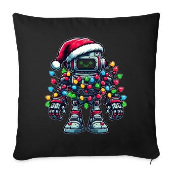 Robot Robotics Santa Hat Xmas - Sofa pillowcase 17,3'' x 17,3'' (45 x 45 cm) - black - Front